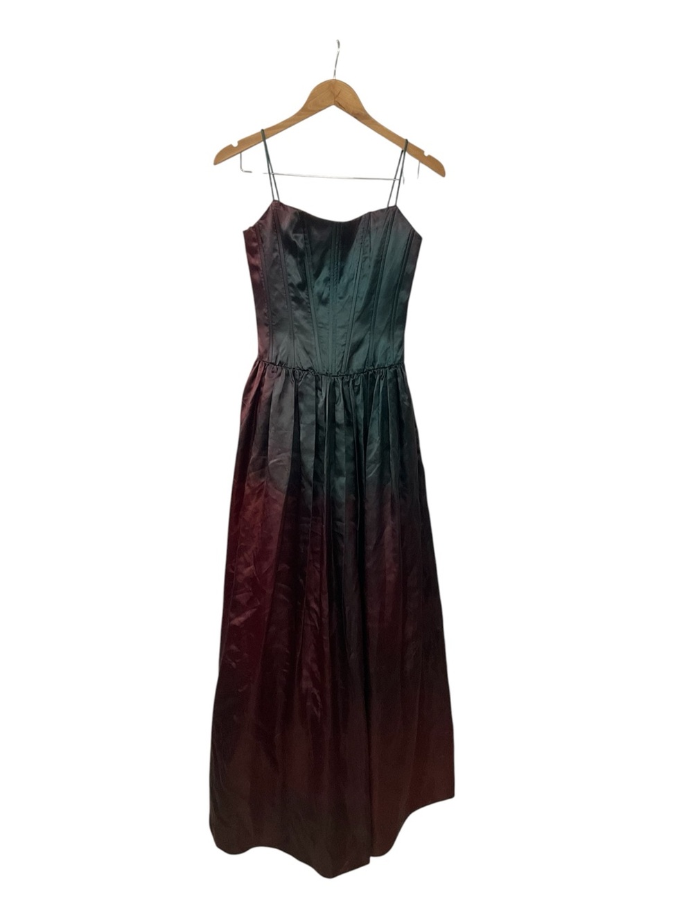 Jessica McClintock Corset Maxi Gown Teal Burgundy Dyed Vintage Y2K 90s Prom 4